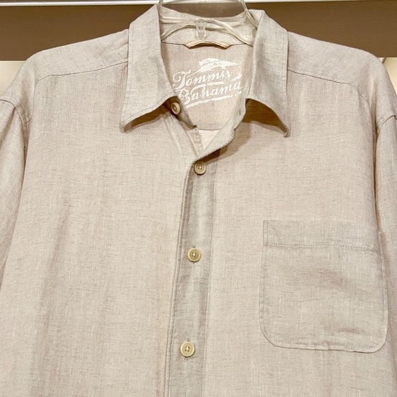 NWOT Men's Tommy Bahama Relax Long Sleeve Linen Shirt in Natural Tan Size LARGE - Picture 3 of 4